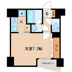 JR仙山線 北仙台駅 徒歩8分の賃貸マンション 6階1Kの間取り