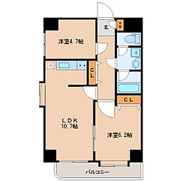 ベルメゾン新田東 6階2LDKの間取り