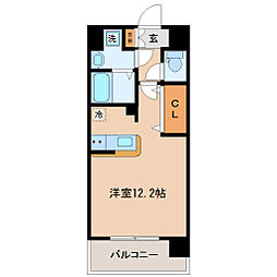 アーバンフラッツ小田原 2階ワンルームの間取り