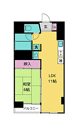 牛越橋ハイツ 1LDKの間取図画像