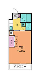 JR仙山線 東照宮駅 徒歩8分の賃貸マンション 4階1Kの間取り