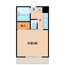 サンレモハイツ上杉 3階1Kの間取り