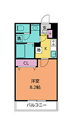 アリュール通町 1Kの間取図画像