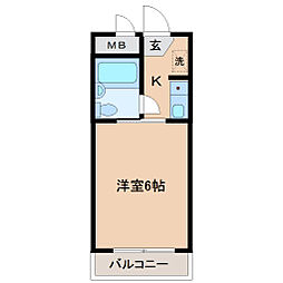 ベルシティ台原 2階1Kの間取り