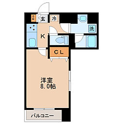 ガーネットヒルズ上杉 5階1Kの間取り