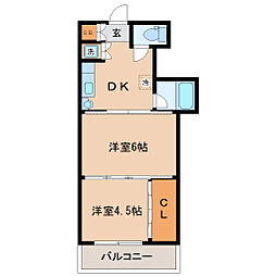シャングリラ高松 2階2DKの間取り