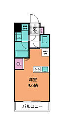 グラン・シェーヌ八幡 5階ワンルームの間取り