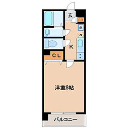 シティマンション木町通 9階1Kの間取り