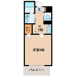 ヴィアーレ勾当台II 11階1Kの間取り