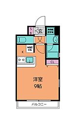 ヴィアーレ八幡３丁目 2階ワンルームの間取り