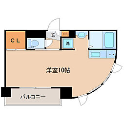 ヱビスヤパークサイド 6階ワンルームの間取り