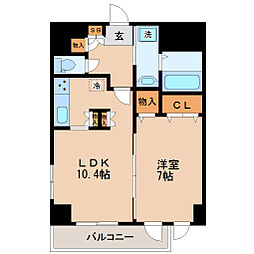 USビル 3階1LDKの間取り