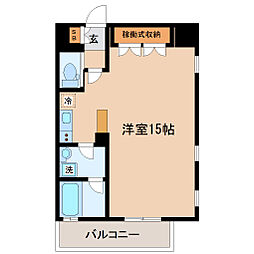 ヴィアーレ勾当台II 6階ワンルームの間取り