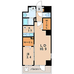 JR仙石線 宮城野原駅 徒歩8分の賃貸マンション 10階1LDKの間取り