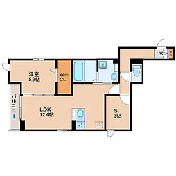 D-room白萩町 2階1SLDKの間取り