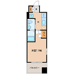 仙台市営南北線 勾当台公園駅 徒歩9分の賃貸マンション 9階1Kの間取り