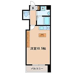 仙台市地下鉄東西線 大町西公園駅 徒歩7分の賃貸マンション 10階ワンルームの間取り