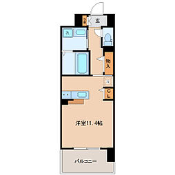 仙台市地下鉄東西線 連坊駅 徒歩9分の賃貸マンション 7階ワンルームの間取り