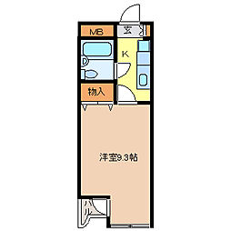 モアクレスト宮城野 1Kの間取図画像