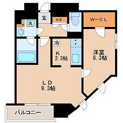 108二十人町 1LDKの間取図画像