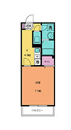エテルノ河原町 1Kの間取図画像
