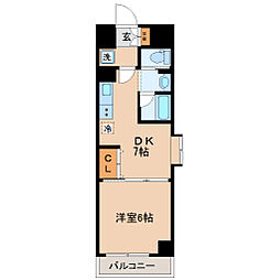アスコット鉄砲町2 1DKの間取図画像