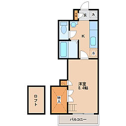 メゾンドール館町2 1Kの間取図画像