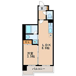 S-FORT青葉上杉 1LDKの間取図画像