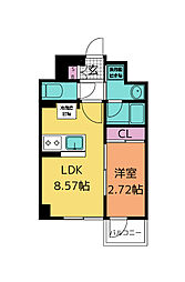 APPLE原町 1LDKの間取図画像