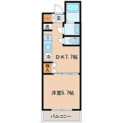 パンノワール榴岡 1DKの間取図画像