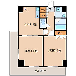 レジデンス仙台駅東 2DKの間取図画像