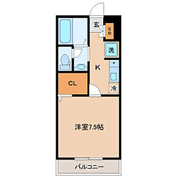 センプリーチェ ワンルームの間取図画像