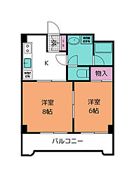 シエナ仙台1 2DKの間取図画像