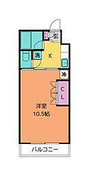 イーグルハイツ銀杏町 1Kの間取図画像