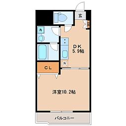 ウエストパーク支倉 1DKの間取図画像