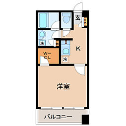 アーバンフラッツ榴岡 1Kの間取図画像
