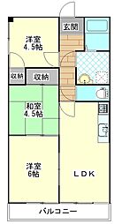 フカイマンション 3LDKの間取図画像