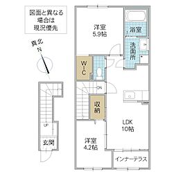 colline 2階2LDKの間取り