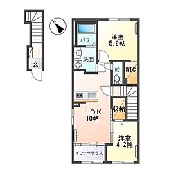 仮)阿見町岡崎新築アパート 2階2LDKの間取り