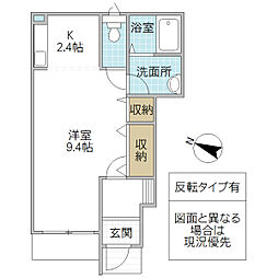 カサパルド2 1Kの間取図画像