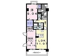 木村ロイヤルマンション1 2LDKの間取図画像