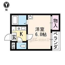 京阪本線 出町柳駅 徒歩10分の賃貸マンション 1階1Kの間取り