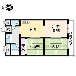 京都市営烏丸線 北大路駅 バス13分 柊野別れ下車 徒歩9分の賃貸マンション 2階3DKの間取り