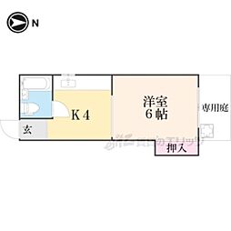 京都市営烏丸線 北大路駅 バス9分 下岸町下車 徒歩8分の賃貸マンション 1階1Kの間取り