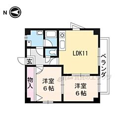 スクエアコート 2階2LDKの間取り