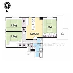 京都市営烏丸線 鞍馬口駅 徒歩3分の賃貸マンション 1階3LDKの間取り