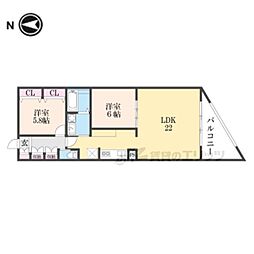 AYM下鴨 2階2LDKの間取り