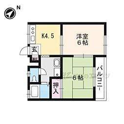 もえぎ荘 2階2Kの間取り