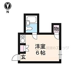 叡山電鉄叡山本線 茶山・京都芸術大学駅 徒歩12分の賃貸マンション 2階ワンルームの間取り
