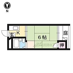 北白川ハイツ 1Kの間取図画像